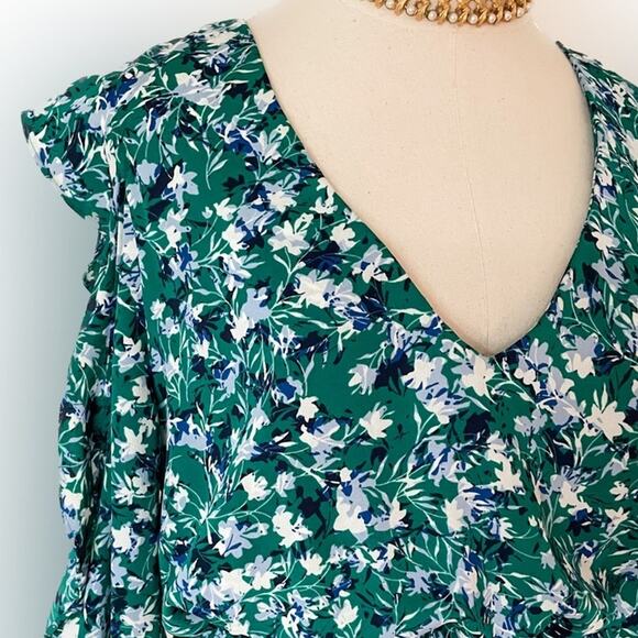 MISA Los Angeles Floral Ruffle Open Sleeve Tiered Maxi Dress green size medium M - Picture 3 of 8